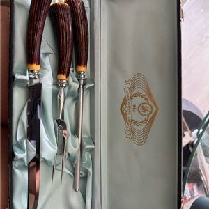 Vintage Carving Set with Wood Handles